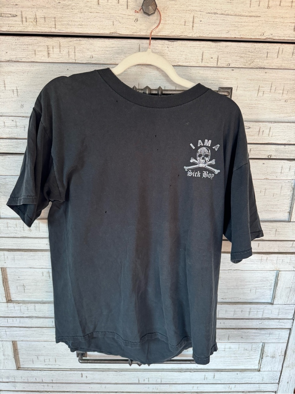 Fruit of the Loom Black Short Sleeve Tee with Small Skull Graphic